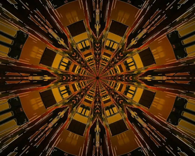 VjLoops Neonowy Tunel Złoty Wybuch Gwiazda 5:4 industrial 60fps wygaszacz