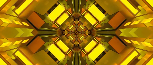 Zlatý Neon Tunel Šetrič Obrazovky 21:9 Ultrawide 60fps VJ Loop PC Laptop