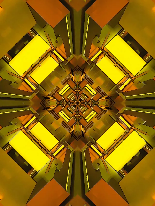 อุโมงค์นีออนสีทอง Screensaver 3:4 iPad Portrait 60fps Vj Loop