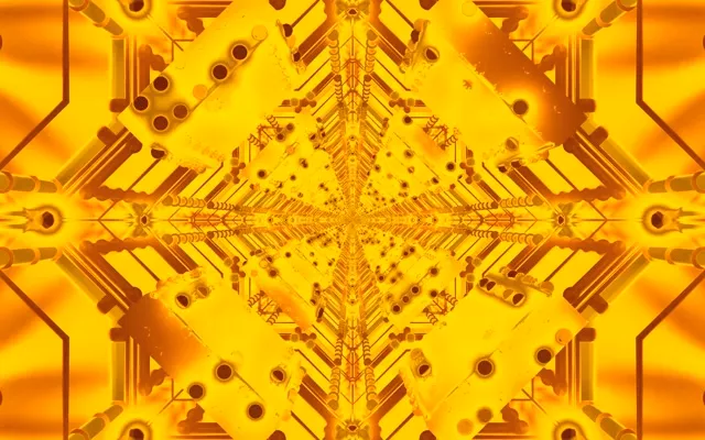 Tunnel Néon Doré Économiseur d'Écran 60fps 16:10 MacBook | VJLoops PC Portable