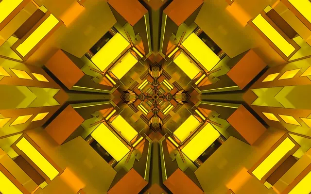 تونل نئون طلایی محافظ صفحه 60fps 16:10 MacBook VJ Loop هندسی زرد