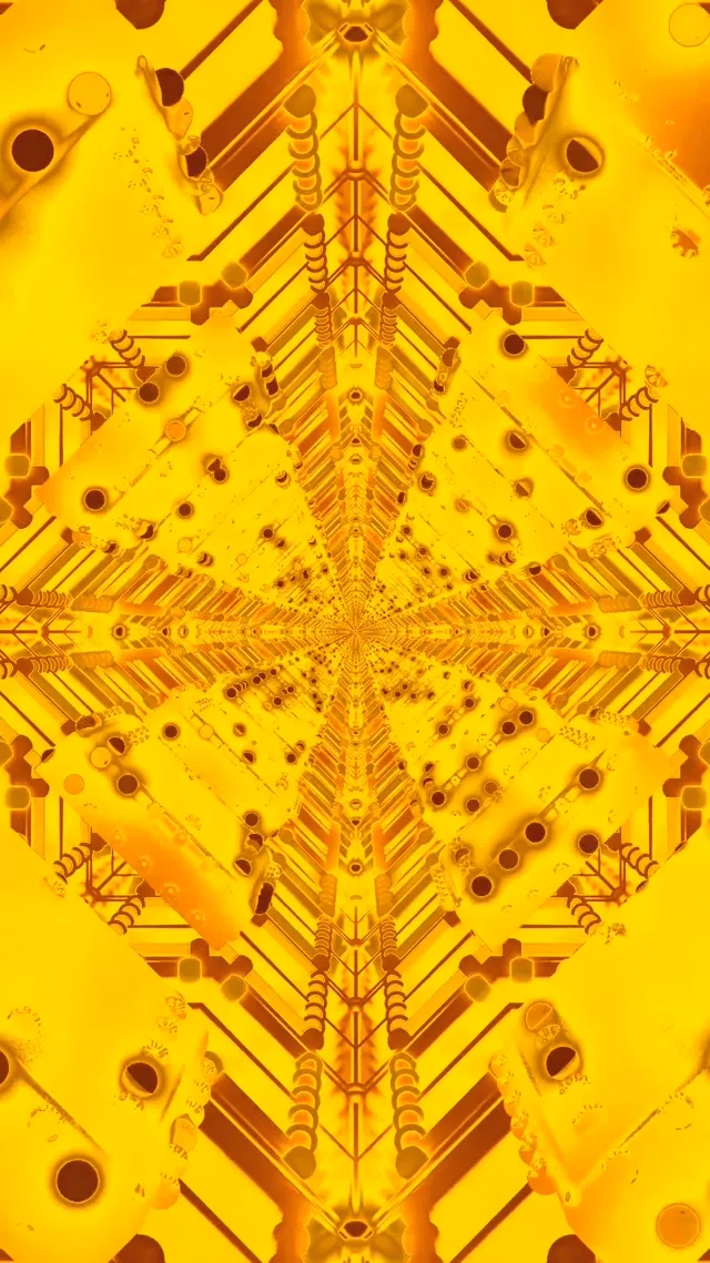 ოქროსფერი ნეონი ტუნელი ScreenSaver 60fps 9:16 Reels Vj Loop Fractal Circuit