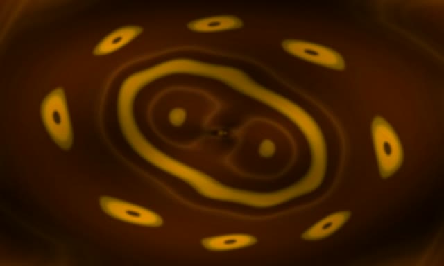 Gylden Neon Tunnel med Gløde Øjne 5:3 Wide 60fps VJLoops Screensaver