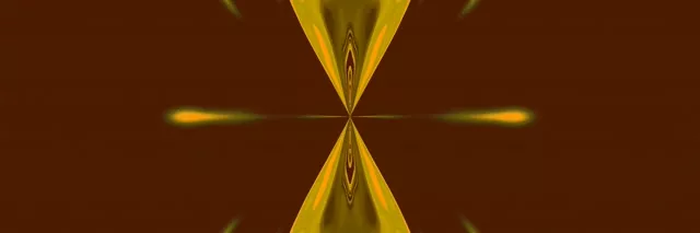 金色對稱霓虹隧道，閃耀光線匯聚於中心，營造催眠式3D漩渦效果的VJ循環屏保