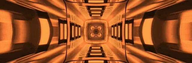 VJ Loop 霓虹隧道橙色碎形走廊 3:1 Triple Wide 60fps 螢幕保護程式