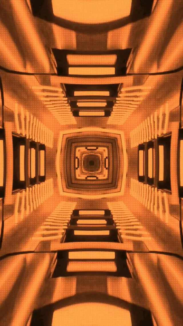 霓虹隧道橙色碎形漩渦 VJ Loop 9:16 Reels 60fps 螢幕保護程式