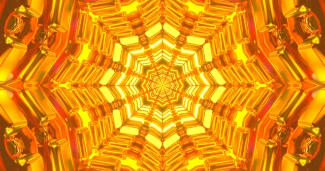 Golden Yellow Neon Tunnel 4K | Hypnotic Star VJ Loop