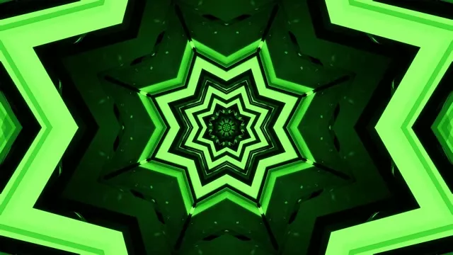 綠色幾何星形萬花筒 VJLoops - 抽象霓虹運動背景