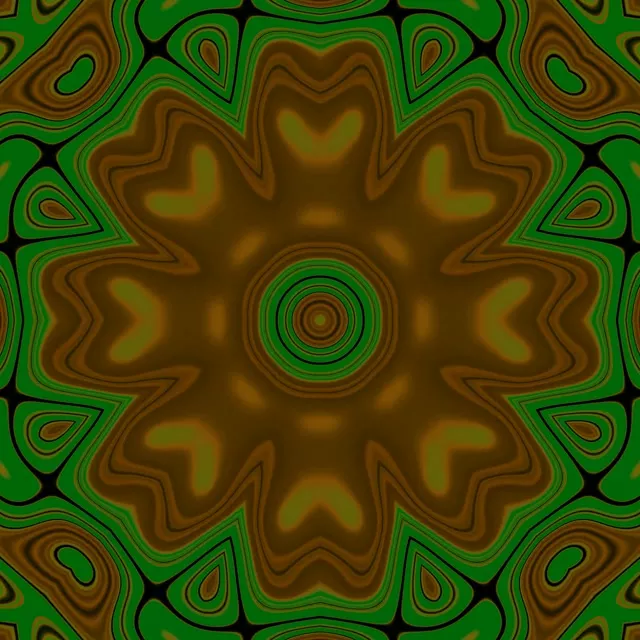 VJLoops Neontunnel Grön Guld Mandala Kugghjul 1:1 Square 60fps Skärmsläckare