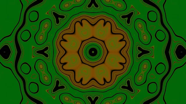 Зелен Златист Неон Тунел Мандала 4k uhd 60fps Скрийнсейвър Vj loop