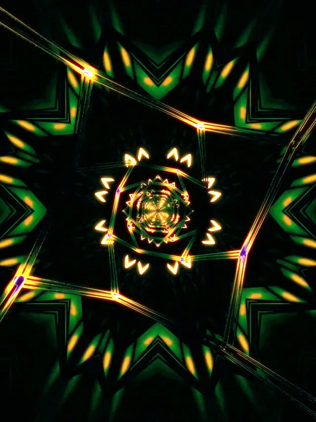 Neon Tunnel Kaleidoscope Star Burst VJ Loop 3:4 iPad Portrait 60fps Screensaver