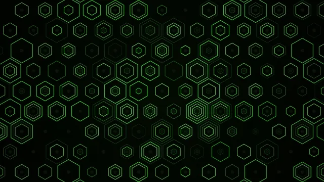 Green Neon Hexagon Grid Animation on Black Background