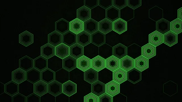 Green Neon Hexagons Abstract Motion Graphics 4K