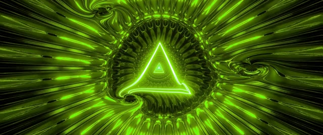 Green Neon Triangle Tunnel VJ Loop 2.39:1 Cinemascope 60fps Screensaver
