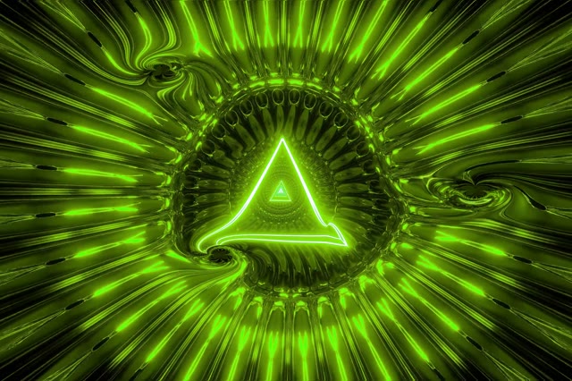 Green Neon Triangle Tunnel VJ Loop 3:2 60fps Screensaver Motion Background