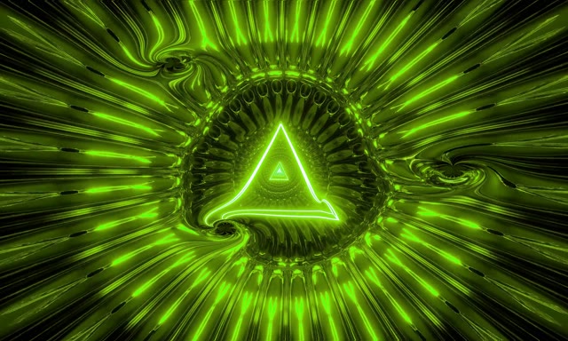 Green Neon Triangle Tunnel VJ Loop 5:3 Wide 60fps Screensaver สีเขียว