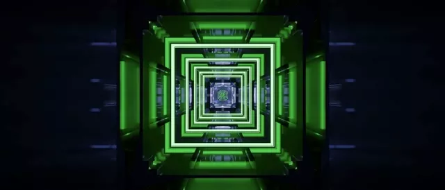 Green Neon Tunnel Concentric Squares 21:9 Ultrawide 60fps VJ Loop Screensaver