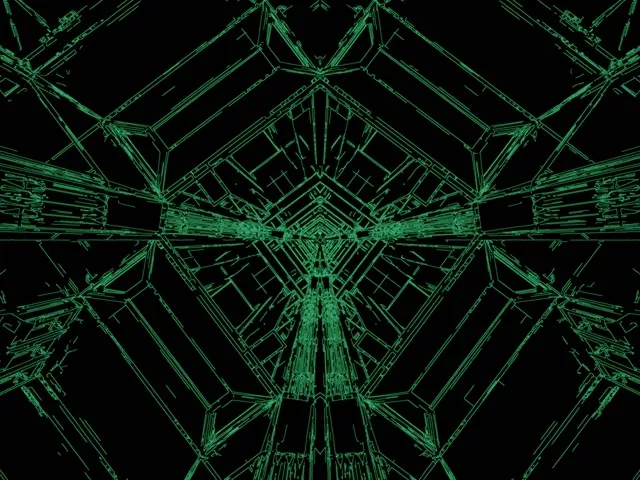 Túnel de Neó Verd Fractal Estalvi de Pantalla 4:3 Clàssic 60fps VJ Loop PC