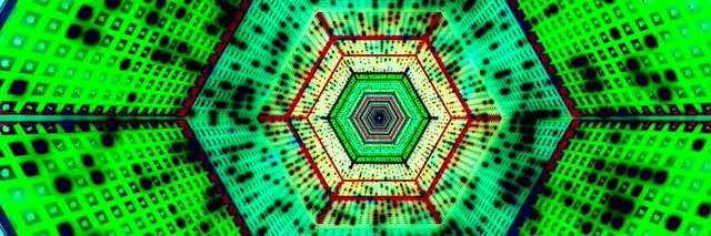 Neontunnel Hexagon Virvel VJ Loop 3:1 Trippel Bred 60fps Skärmsläckare