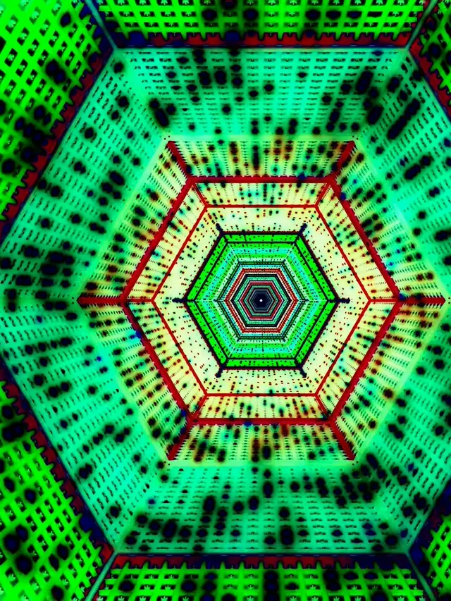 Neon Tunnel Hexagon Vortex VJ Loop 3:4 iPad Portrait 60fps Screensaver