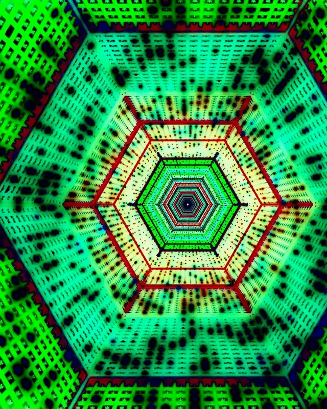 Neon Tunnel Hexagon Vortex VJ Loop 60fps 4:5 Instagram Screensaver