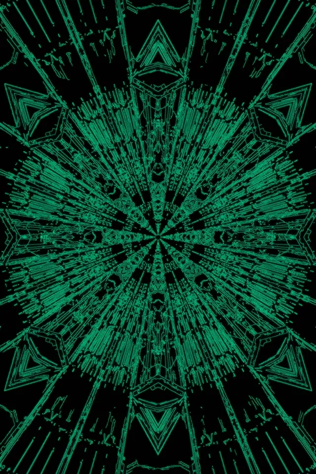 Neon Tunnel Grønn Mandala Eksplosjon 2:3 Foto Portrett 60fps Skjermsparer VJLoops