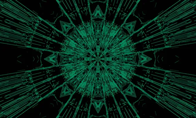 Tunel Neon Explozii Caleidoscop Fractal Verde VJLoops 5:3 Wide 60fps Economizor Ecran