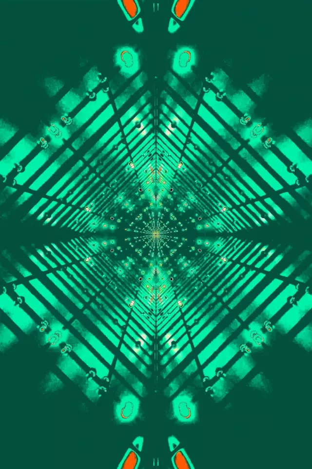 霓虹隧道绿色万花筒VJ循环 2:3照片竖屏 60fps 屏保