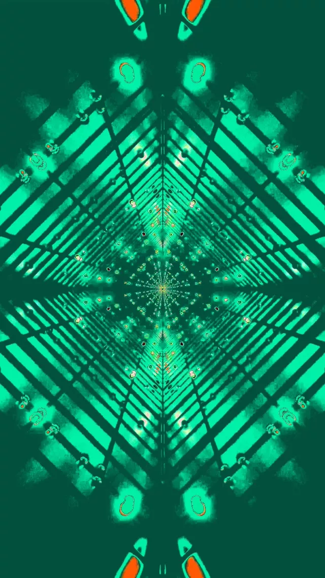Túnel de Neó Verd Diamant Caleidoscopi VjLoops 9:16 Reels 60fps Estalvi de Pantalla