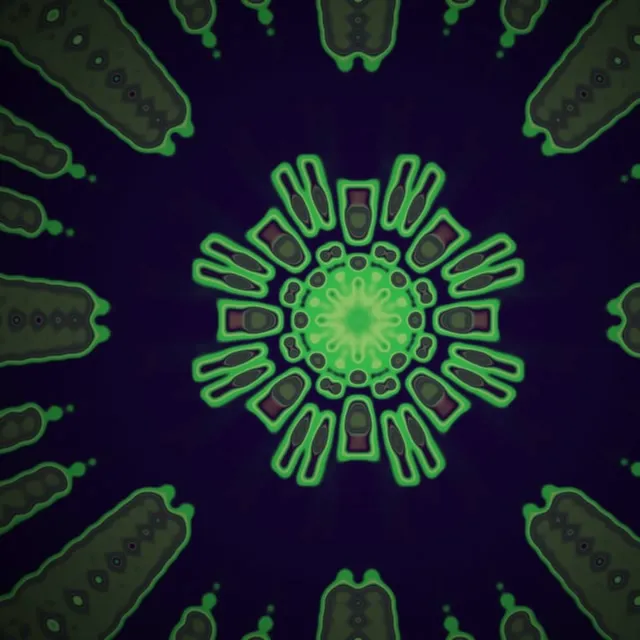 Neon Tunnel Zöld Radiális Tüske Kaleidoszkóp Vj Loop 1:1 Négyzet 60fps Képernyővédő