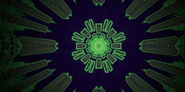 Neon Tunnel Groene Radiale Punt Caleidoscoop Vj Loop 2:1 Univisium 60fps Schermbeveiliging