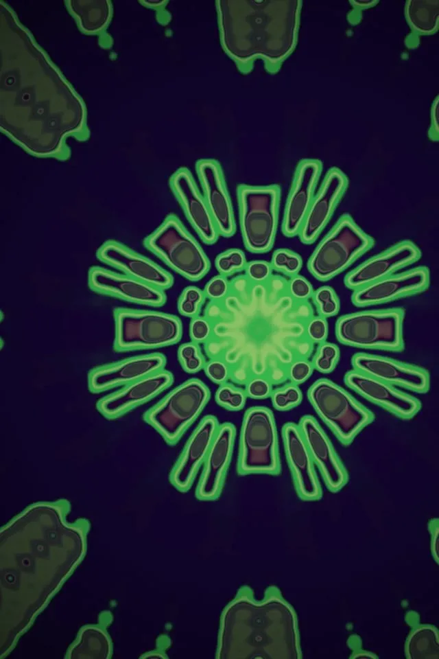 Neon Tunnel Green Fractal Kaleidoscope Burst VJ Loop 2:3 Photo Portrait 60fps Screensaver
