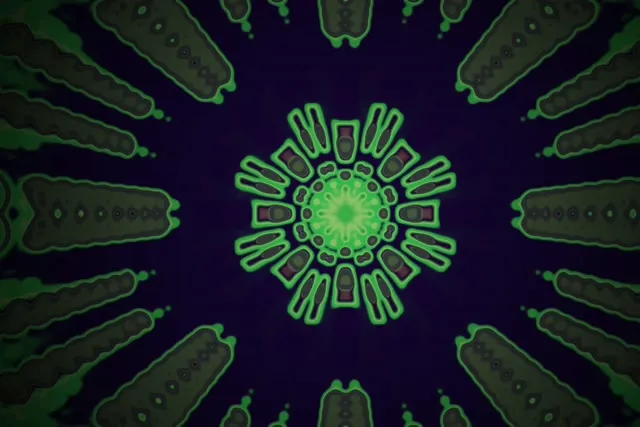 Neon Tunnel Green Mandala Burst VJ Loop 3:2 Surface 60fps Screensaver