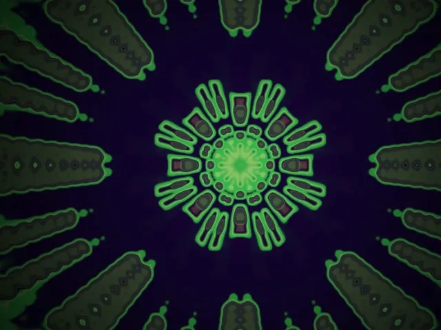 Neon Tunel Zelena Radijalna Šiljci Mandala 4:3 Klasični 60fps Screensaver Vj Loop