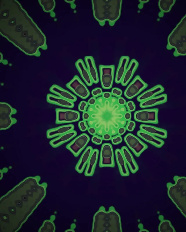 Neon Tunnel Zöld Mandala Kitörés VJ Loop 4:5 Instagram 60fps Képernyővédő