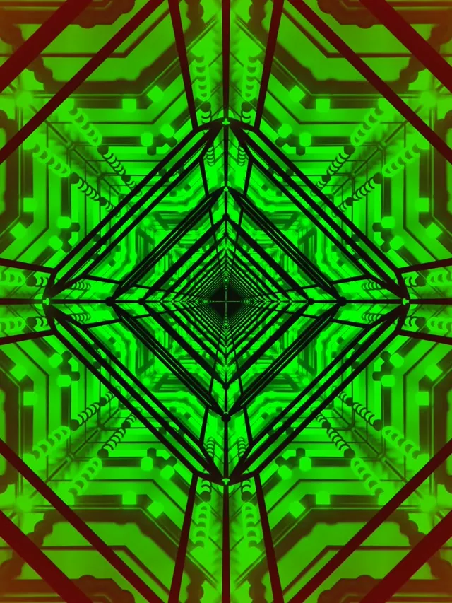 อุโมงค์นีออนสีเขียว สกรีนเซฟเวอร์ 3:4 iPad แนวตั้ง 60fps VJLoops พีซี แล็ปท็อป