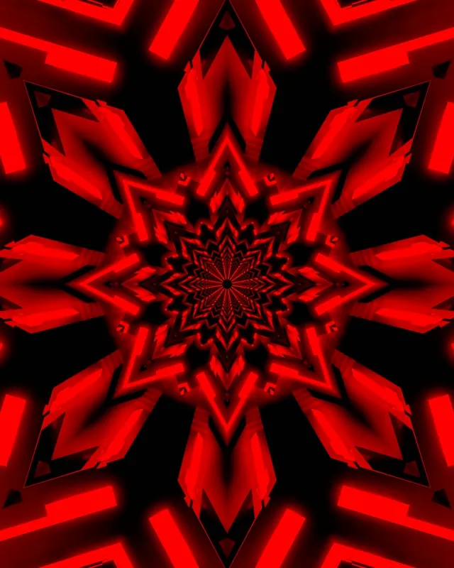 Neon Tunnel Green Star Kaleidoscope VJ Loop 4:5 Instagram 60fps Screensaver