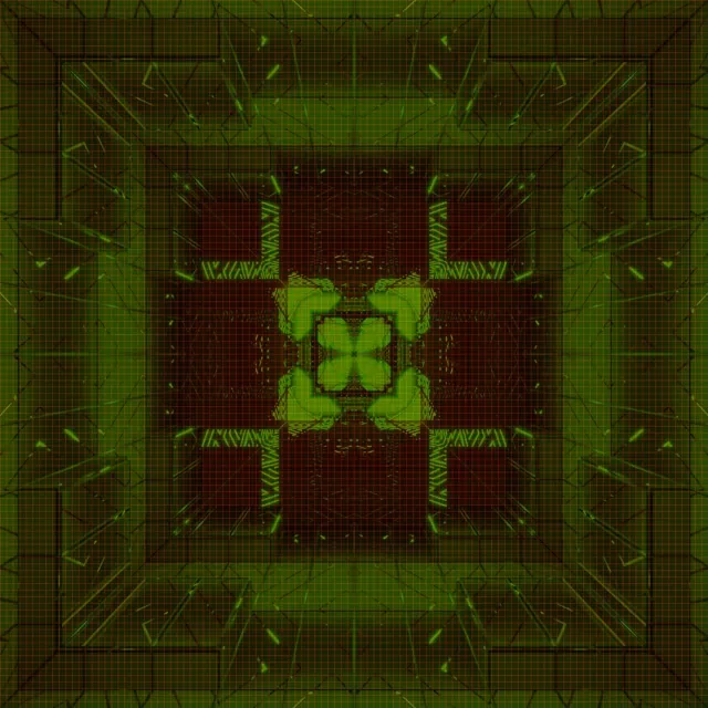 Neontunnel Grönt Rött Kors Fraktal Skärmsläckare VJ Loop 1:1 Kvadrat 60fps