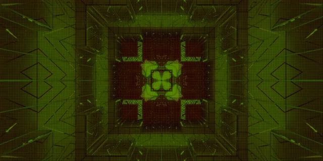 מנהרת ניאון צלב ירוק פרקטל Vj Loop 2:1 Univisium 60fps שומר מסך