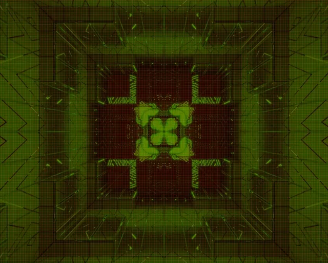 Neon Tunnel Grønn Kors Fraktal Vj Loop 60fps 5:4 industrial Skjermsparer