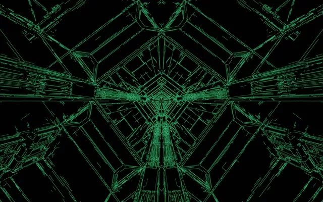 Zöld Neon Alagút Képernyővédő 60fps 16:10 MacBook VJLoops Geometrikus Rács