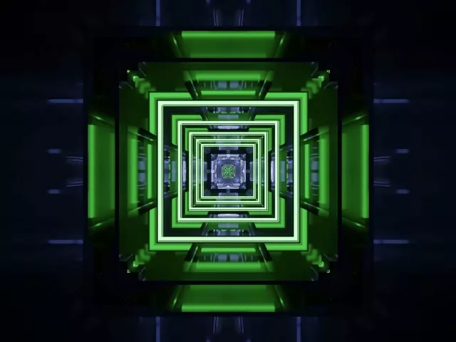 Green Neon Tunnel Square Vortex 4:3 Classic 60fps Screensaver Loop