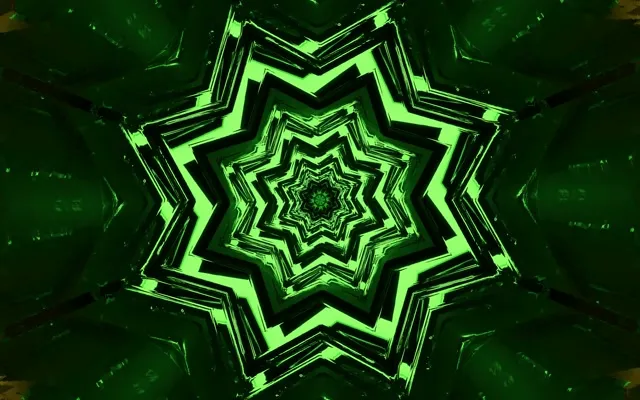 नीऑन टनल ग्रीन स्टार वोर्टेक्स VJ Loop 60fps 16:10 मैकबुक स्क्रीनसेवर