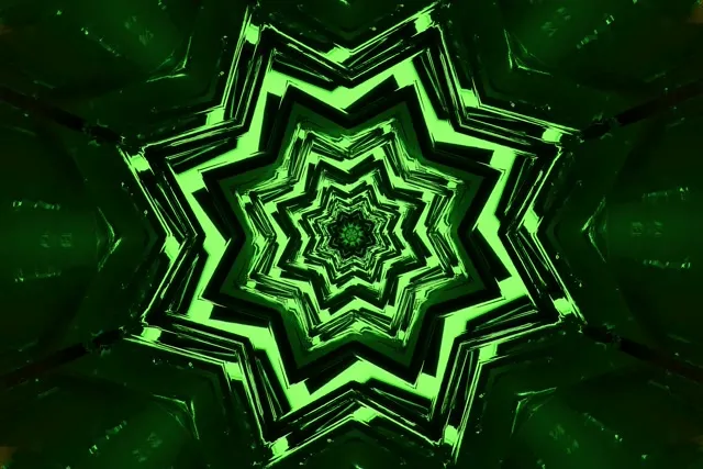 Neon Tunnel Green Star Vortex Vj Loop 3:2 Surface 60fps Screensaver