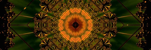 Green Orange Neon Tunnel Kaleidoscope ตัวรักษาหน้าจอ 3:1 Triple Wide 60fps VJ Loop
