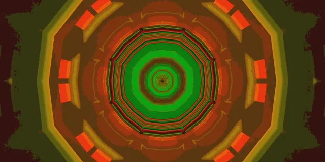 Неоновый туннель октагон спираль зеленый оранжевый 2:1 Univisium 60fps заставка Vj Loop