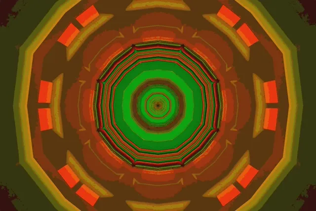 নিয়ন টানেল অষ্টভুজ ঘূর্ণি সবুজ VJ Loop 3:2 Surface 60fps স্ক্রিনসেভার