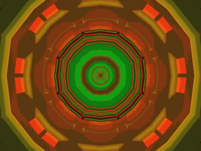 Neon Tunel Osmerokut Vrtlog Zeleno Narančasta 4:3 Klasični 60fps Čuvar Ekrana Vj Loop