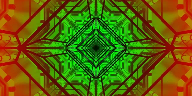 Zielony Czerwony Neonowy Tunel Wygaszacz 2:1 Univisium 60fps VJ Loop PC