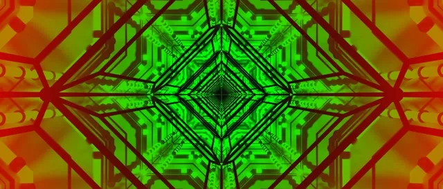 ग्रीन रेड नियॉन टनल स्क्रीनसेवर 21:9 अल्ट्रावाइड 60fps VJ Loop